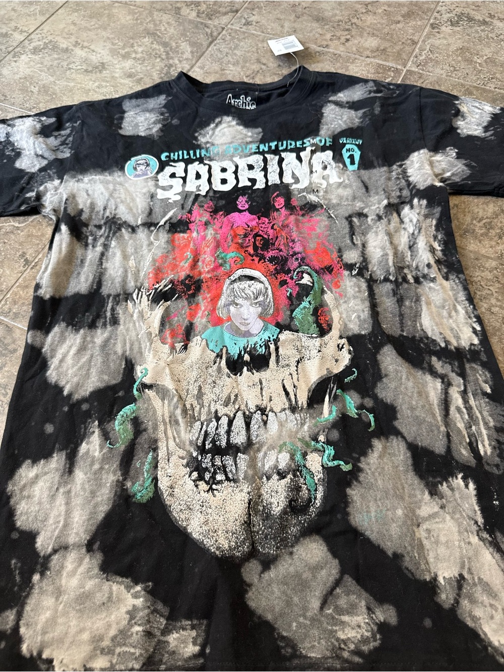 Archie Comics Sabrina Tie-Dye Graphic Tee - Black, Cream, Green